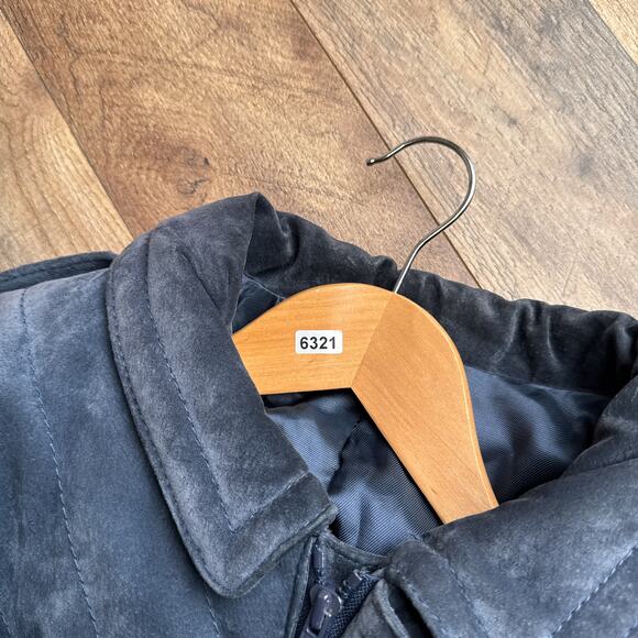 Vintage Wilsons Suede Leather Jacket Men's Size XL 46 Blue Quilted Heavyweight - Picture 11 of 11